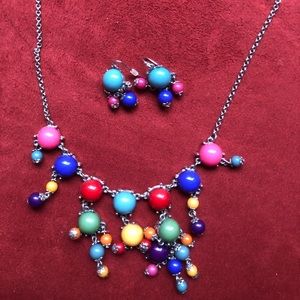 Multi color necklace and earrings